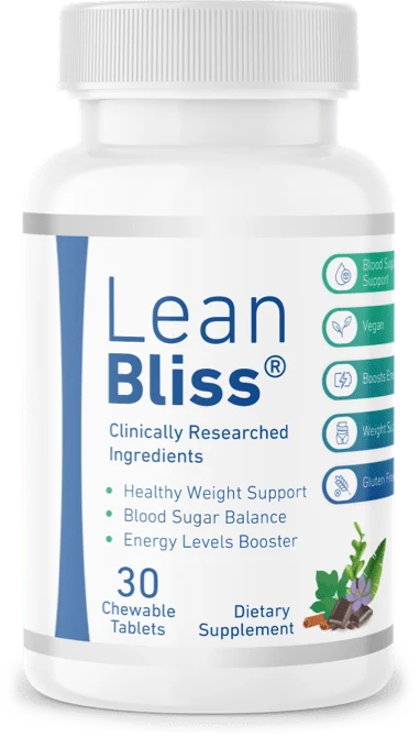 A bottle of LeanBliss chewable tablets