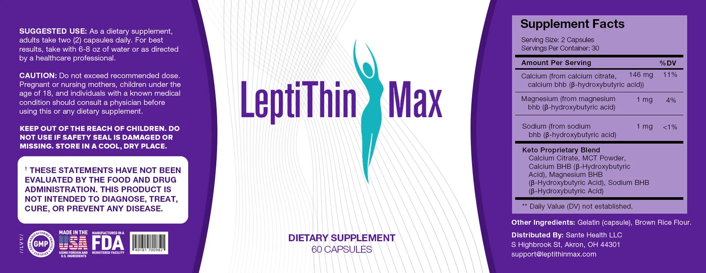 The LeptiThinMax Supplement Facts label