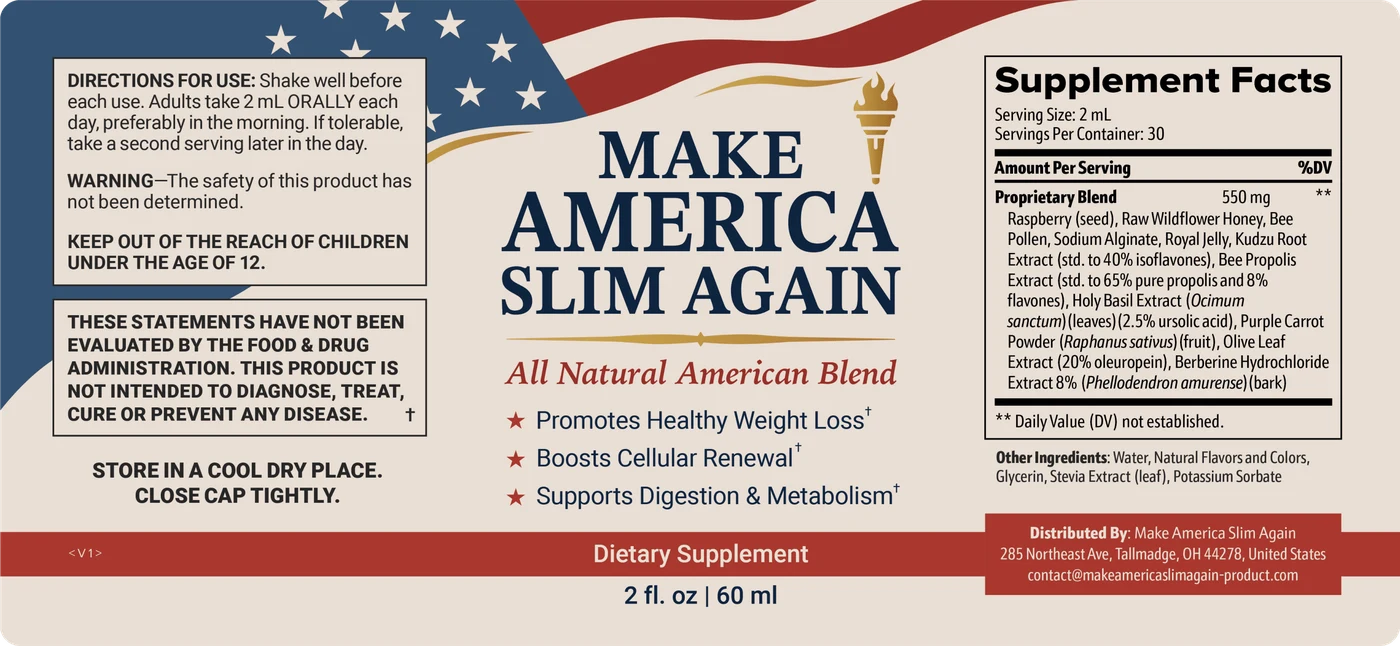 The Make America Slim Again Supplement Facts label